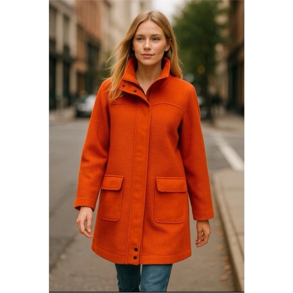 Lauren Ralph Lauren Womens Knit Sweater Coat Orange size 1X Full‎ Zip Button